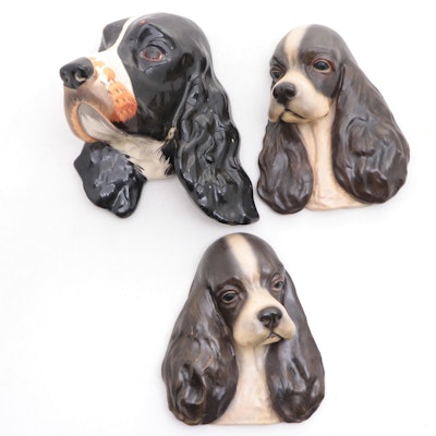 Crown Devon and Mortens Ceramic and Plaster Spaniel Wall Plaques