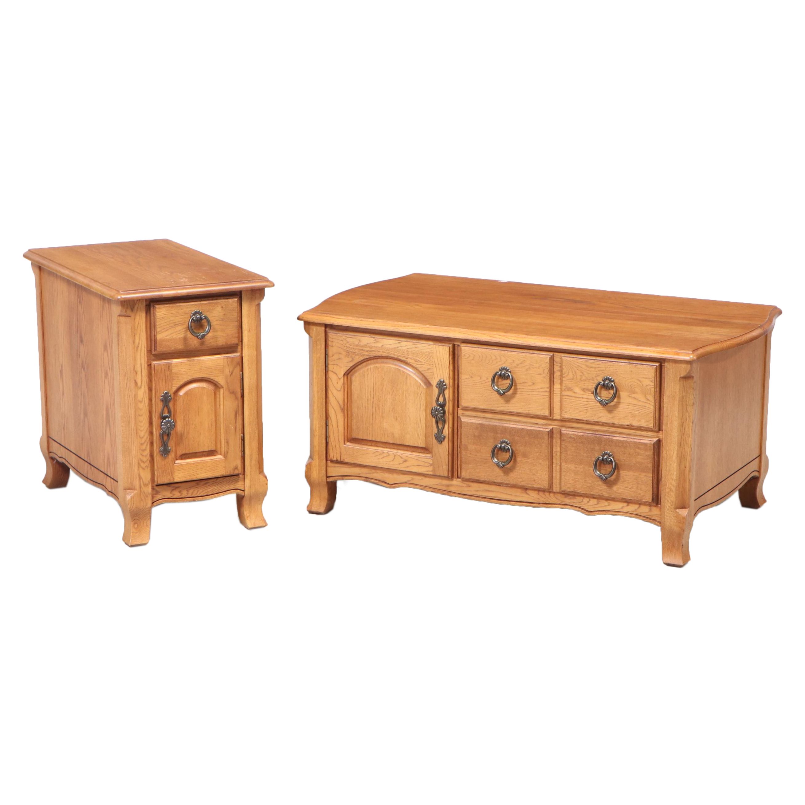 French Provincial Style Oak Coffee Table and Side Table EBTH