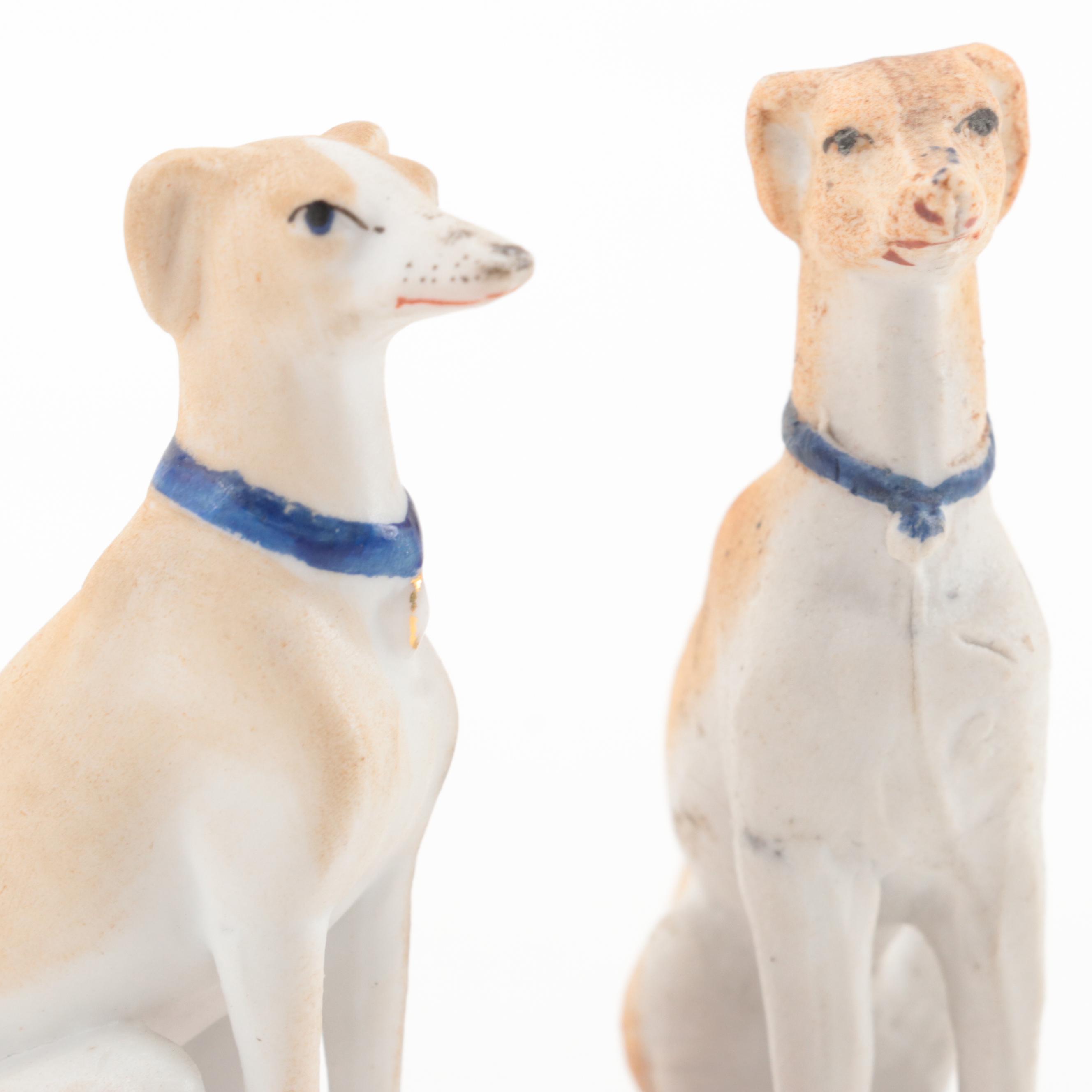Staffordshire and Other European Ceramic Seated Greyhound Figurines EBTH