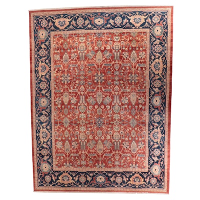 12'2 x 15'11 Hand-Knotted Indo-Persian Heriz Room Sized Rug