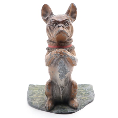 Hand-Painted Cast Metal French Bulldog Figure