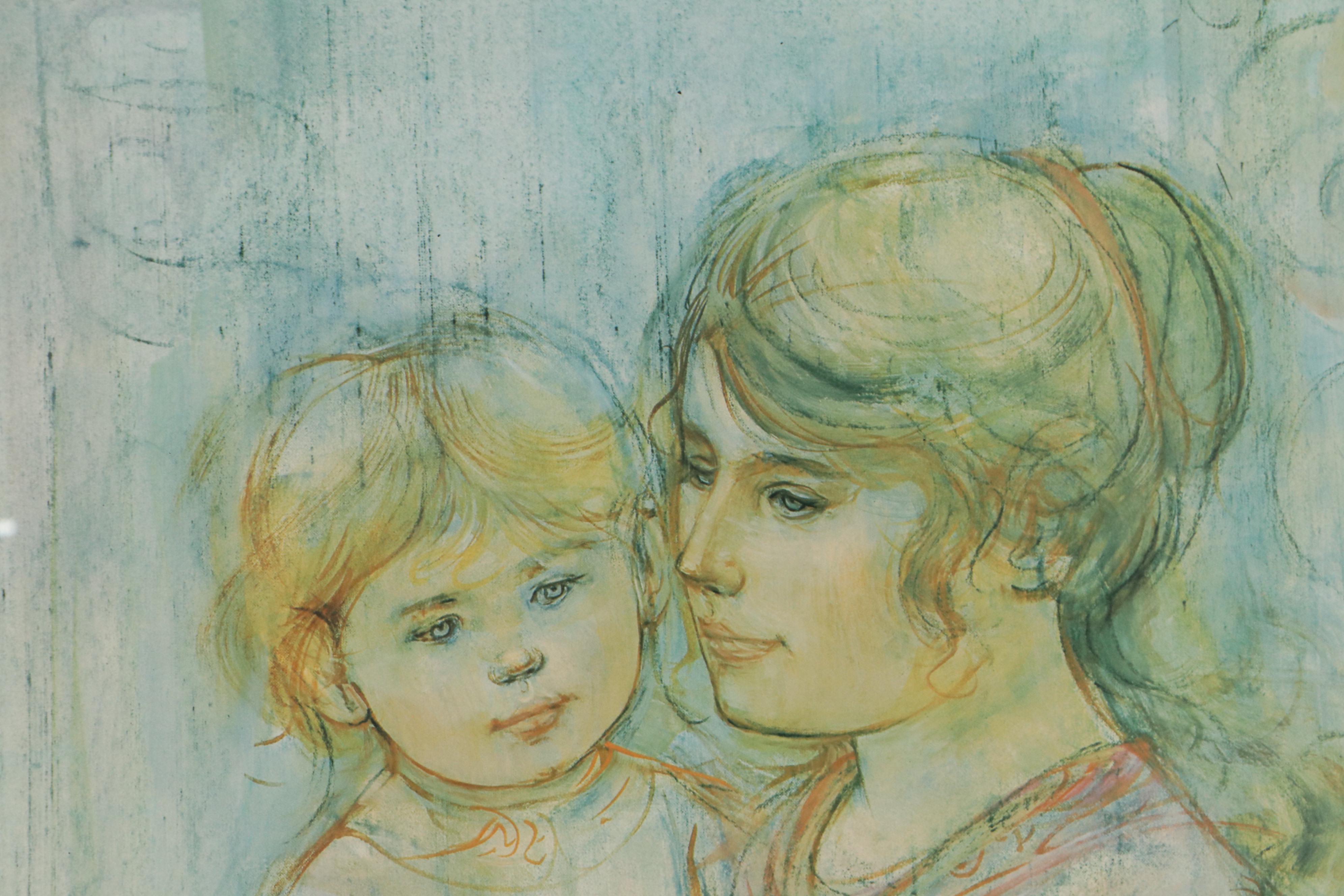 Offset Lithograph After Edna Hibel Of A Mother And Child | EBTH