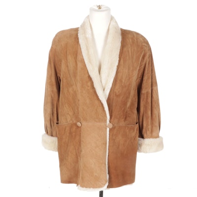 Marvin Richards Tan Suede Faux Shearling  Coat