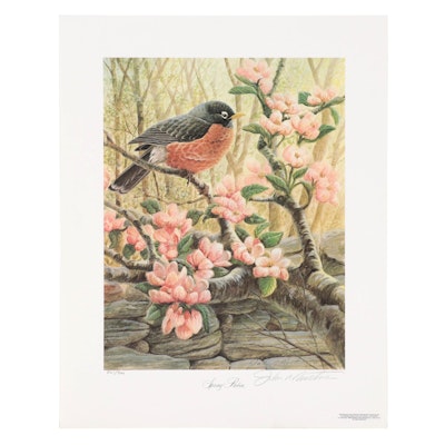 John A. Ruthven Offset Lithograph "Spring Robin"