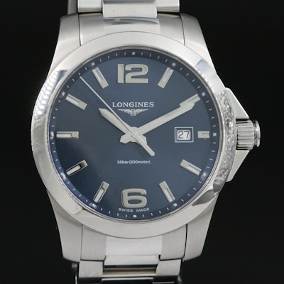 Longines Conquest Stainless Steel with Date Wristwatch