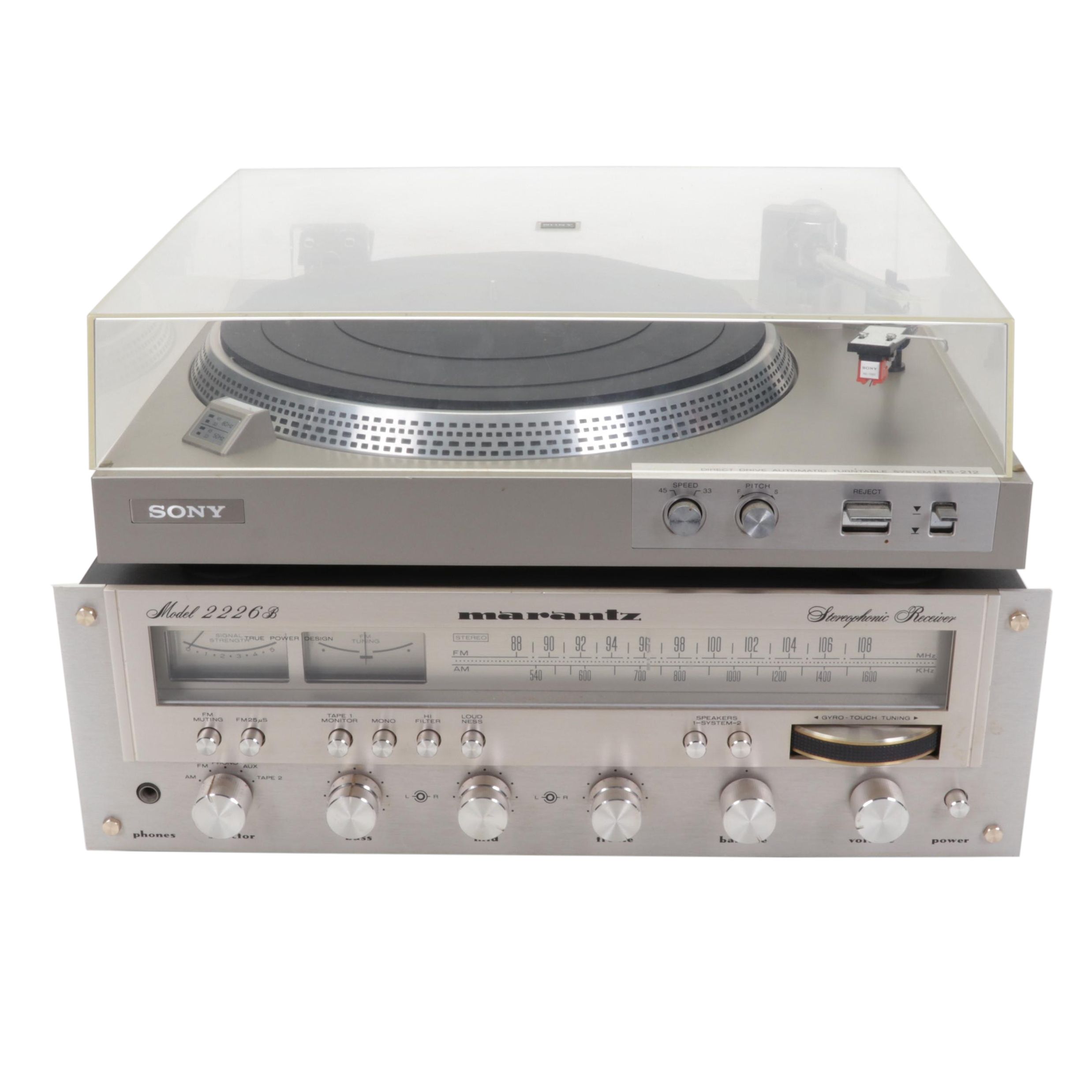 Sony PS212 Stereo Turntable System and Marantz Stereophonic Receiver