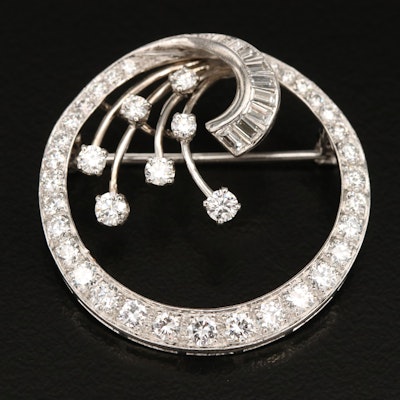 1930s Platinum 2.00 CTW Diamond Brooch