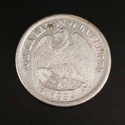 Chile 1884 Silver Peso