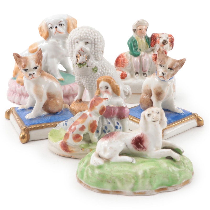 Staffordshire Miniature Flatback with Other European Porcelain Animal Figurines