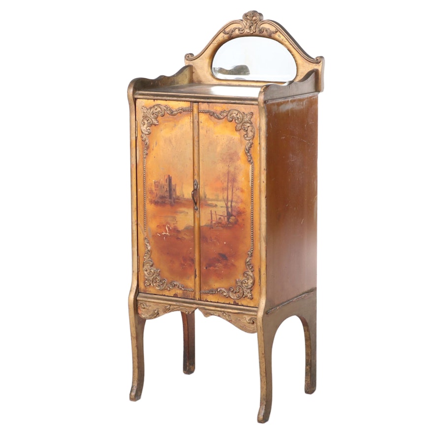 Vernis-Martin Decorated Music Cabinet with Landscape, Early 20th Century