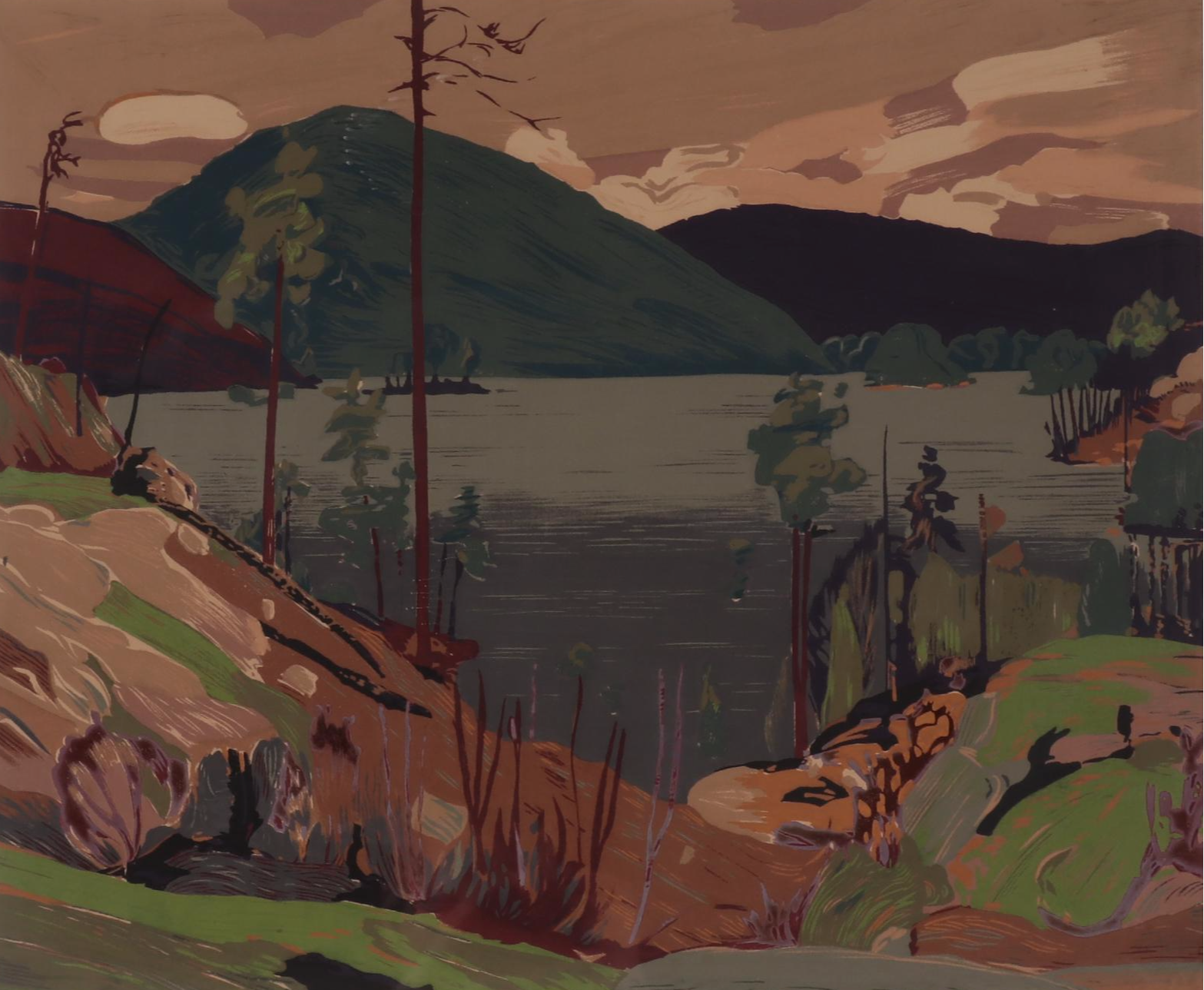 SampsonMatthews Serigraph After Tom Thomson "Aura Lee Lake," Mid20th