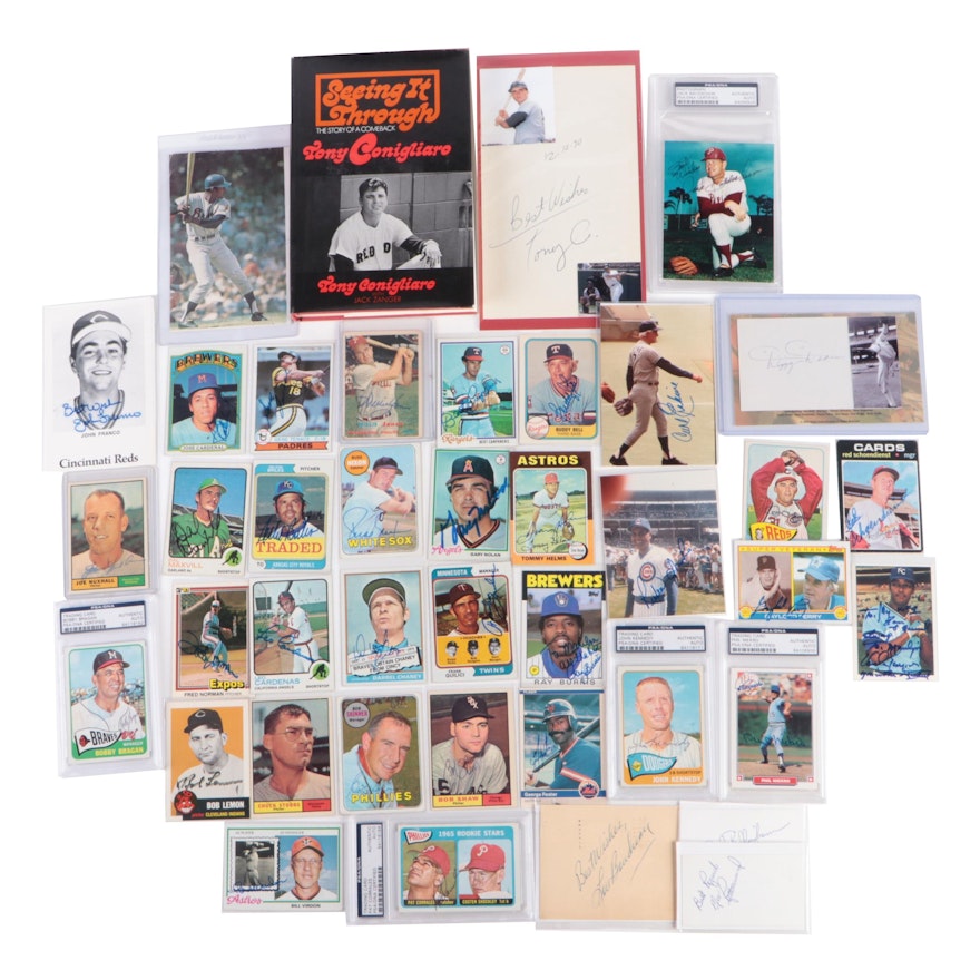 Signed Baseball Cards and Photos with Dizzy Dean, Conigliaro, Nuxhall and More