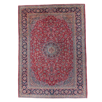 9'9 x 13'11 Hand-Knotted Persian Kashan Room Sized Rug
