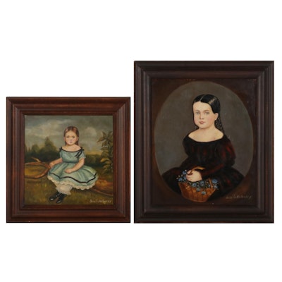 Jane Eckelberry Folk Art Portrait Oil Paintings of Young Girls