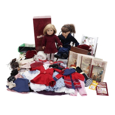 American Girl "Kit" and "Samantha" Dolls With Clothing, Accessories and Books
