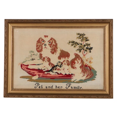 Alice Craig Dog Portrait Cross-Stitch Panel of a Spaniel "Pet and Her Family"