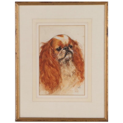 Dog Portrait Watercolor Painting of a English Toy Spaniel