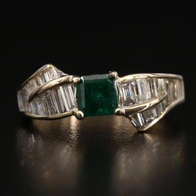 18K Emerald and 1.08 CTW Diamond Ring with GIA Report