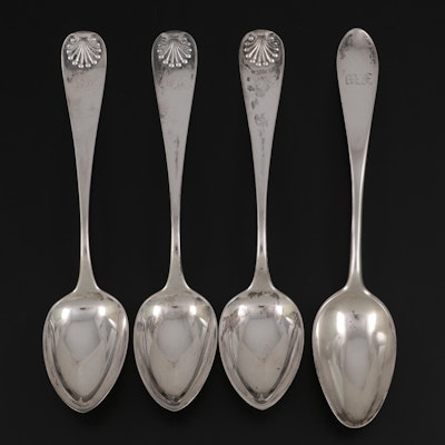Duhme & Co. Sterling Silver Serving Spoons with 800 Silver Spoon, 19th Century