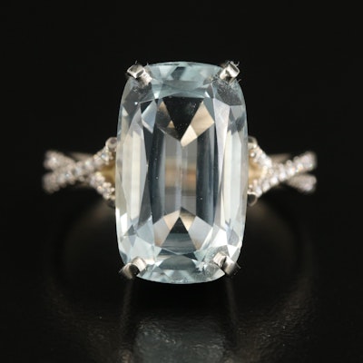 14K 8.16 CT Aquamarine and Diamond Ring
