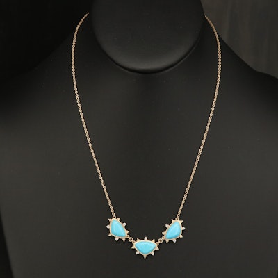 Judith Ripka 14K Turquoise and Diamond Necklace