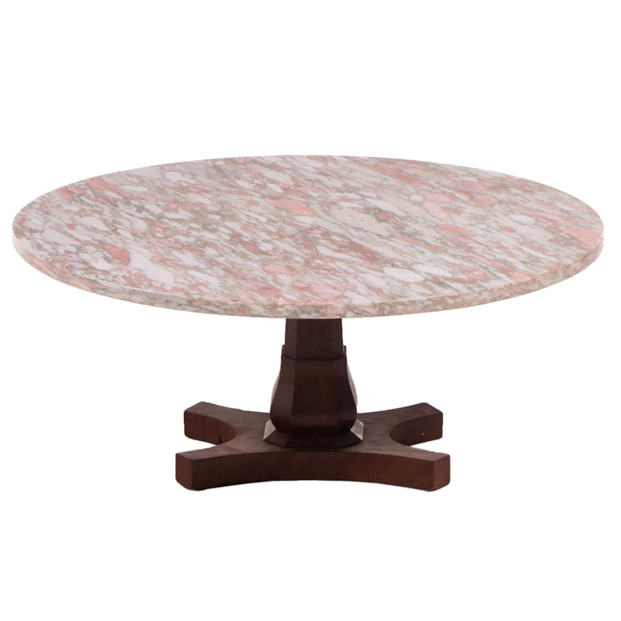 Marble Top Pedestal Coffee Table, 20th Century