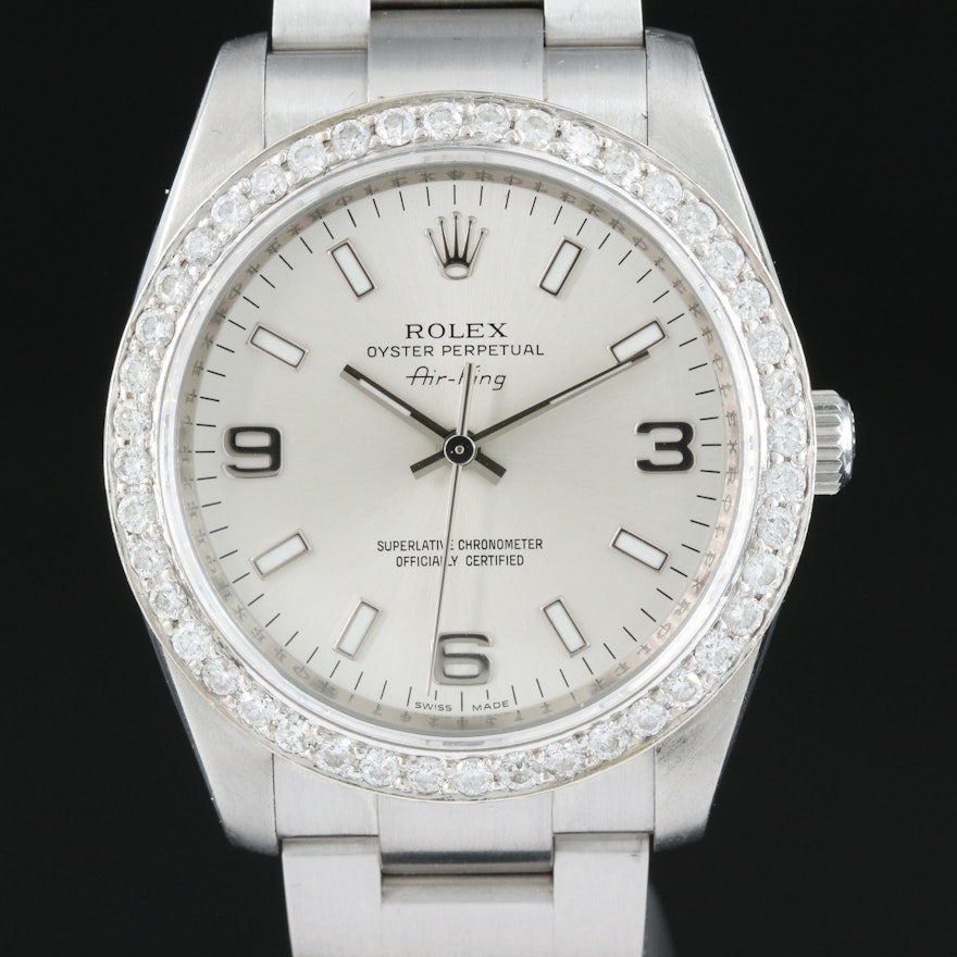2006 Rolex Air-King 1.54 CTW Diamond Bezel Wristwatch