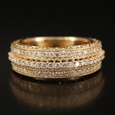 Judith Ripka 14K and 0.76 CTW Diamond Etched Band