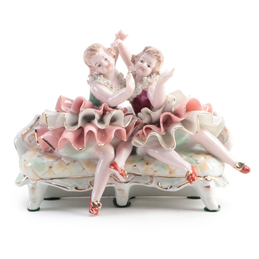German Style Ballerina Figural Group, Mid-20th Century