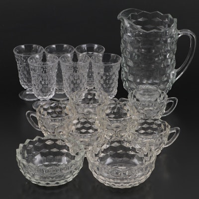 Fostoria "American Clear" Pressed Glass Pitcher, Iced Tea Glasses, and Bowls