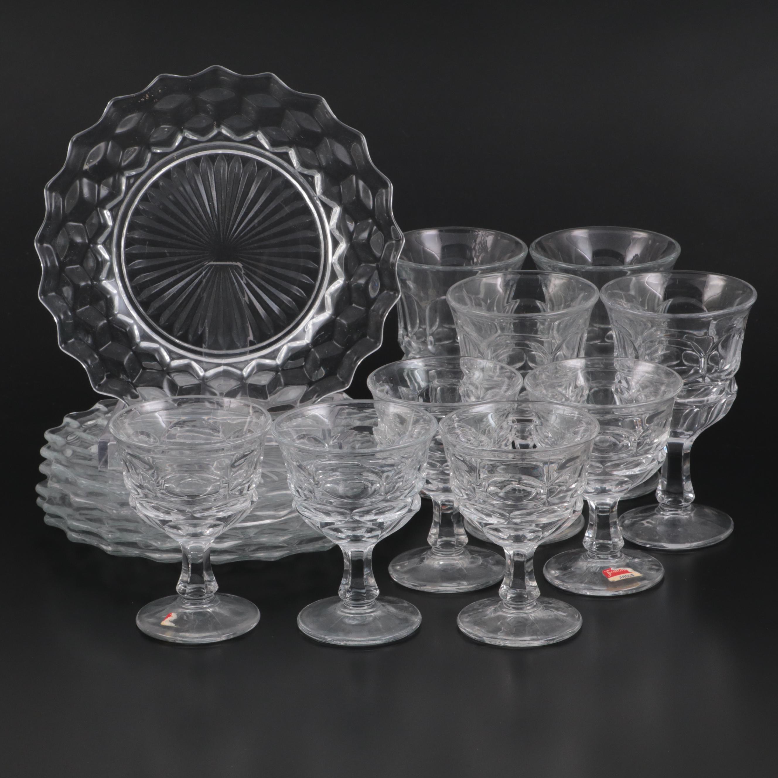 Fostoria Glass "Argus" Stemware and "American Clear" Plates, 20th