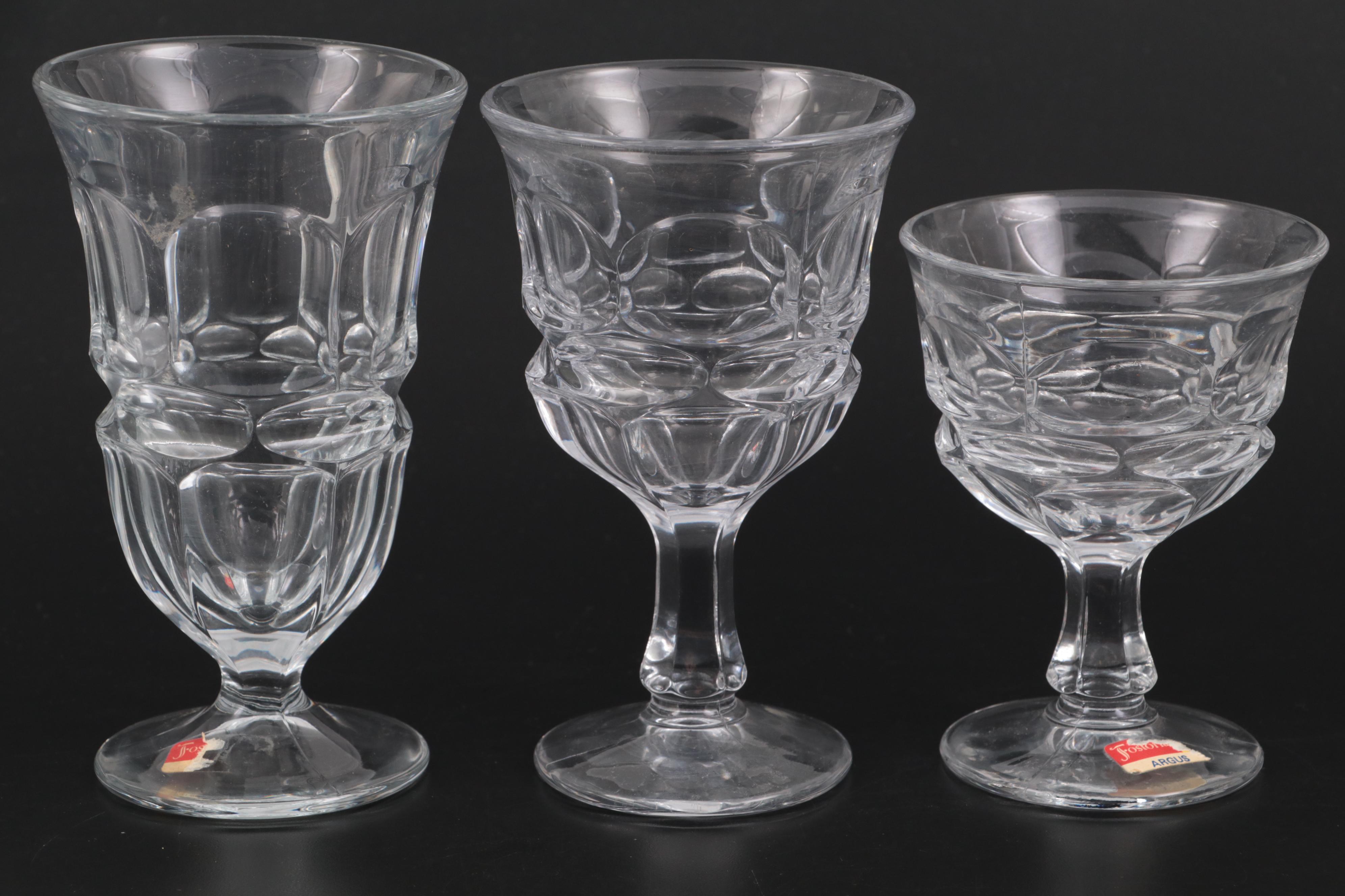 Fostoria Glass "Argus" Stemware and "American Clear" Plates, 20th