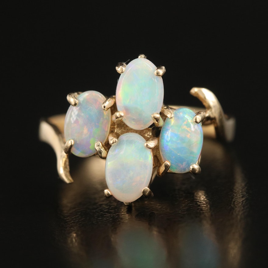 Vintage 14K Opal Cluster Ring
