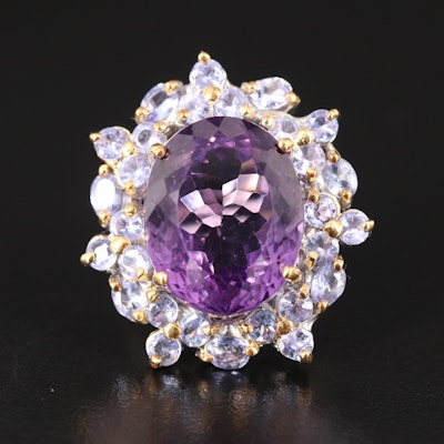 Sterling Amethyst and Tanzanite Ring