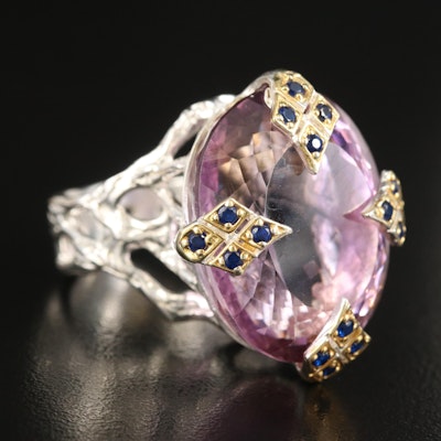 Sterling Amethyst Statement Ring with Glass Accents