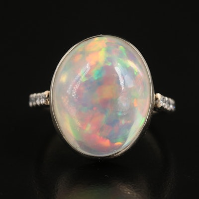 14K 9.91 CT Opal and Diamond Ring