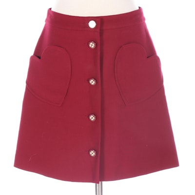Kate Spade New York Heart Pocket Button-Front Skirt in Red