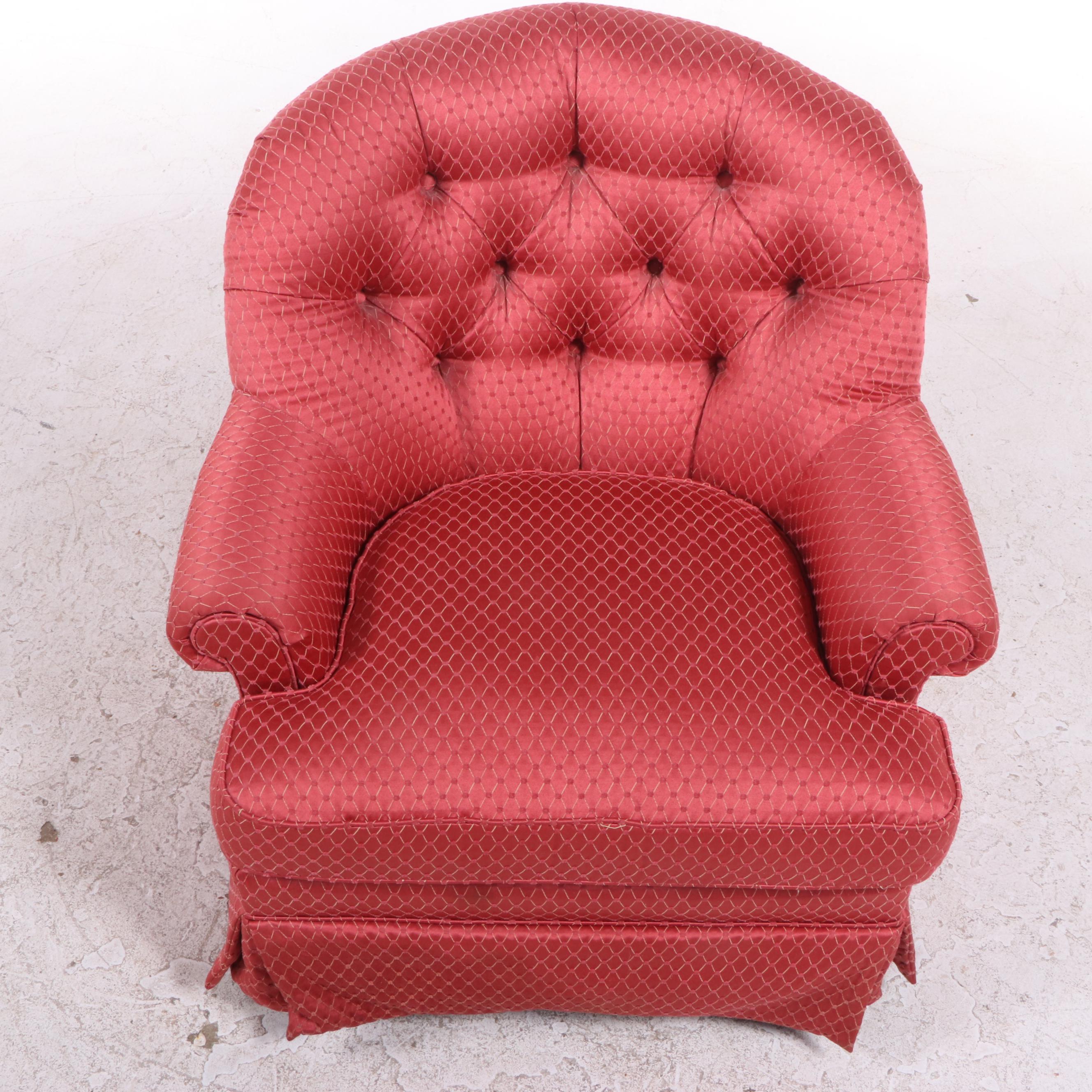CustomUpholstered and ButtonedDown SwivelRocking Armchair EBTH