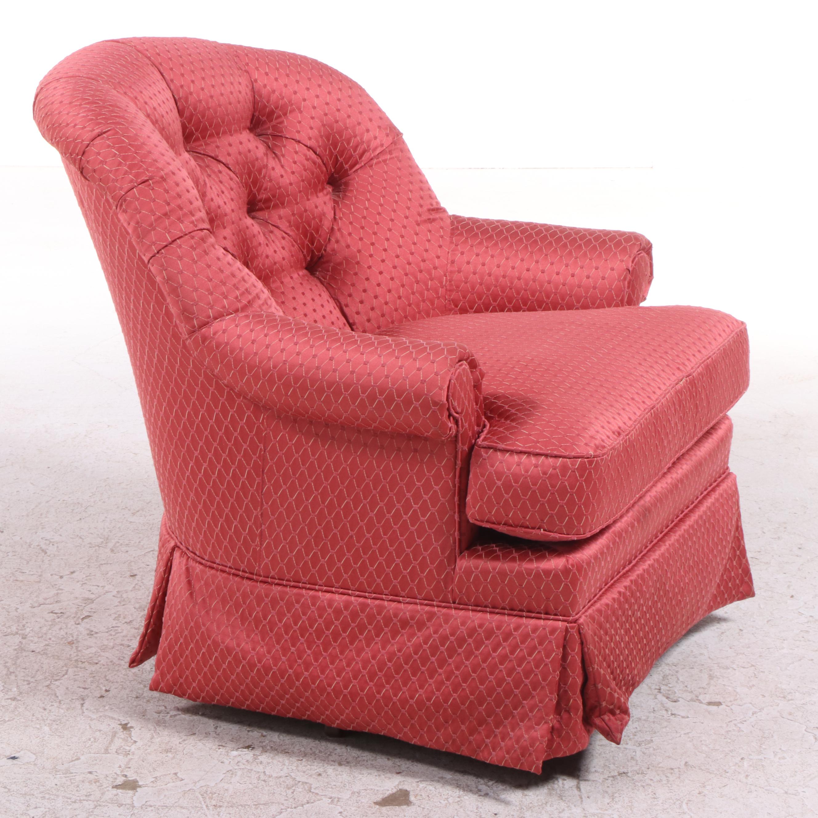 CustomUpholstered and ButtonedDown SwivelRocking Armchair EBTH