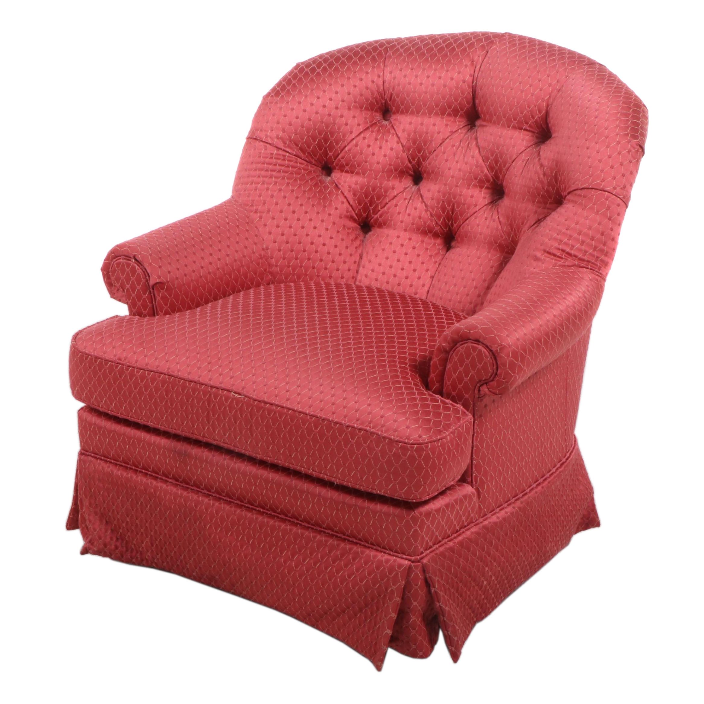 CustomUpholstered and ButtonedDown SwivelRocking Armchair EBTH