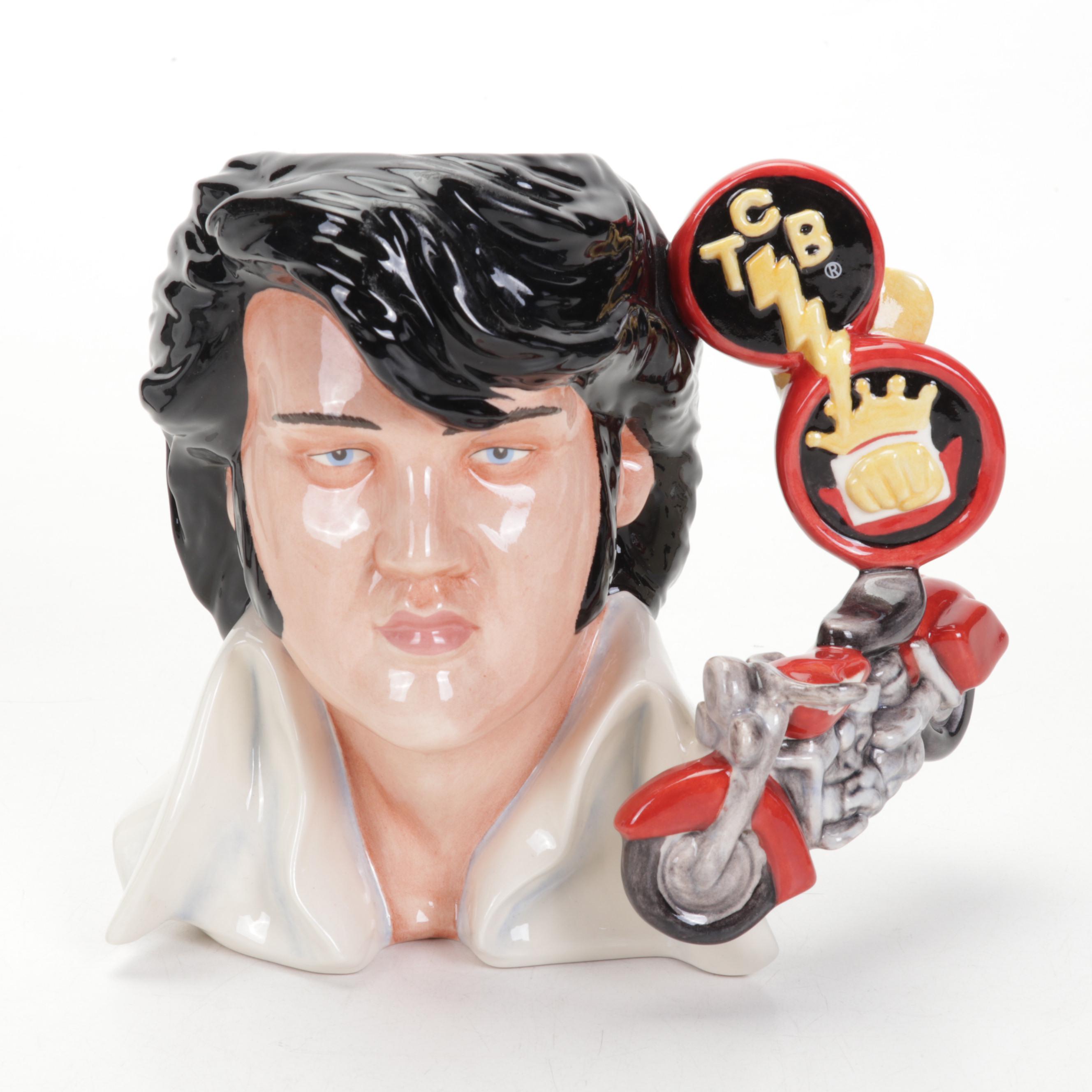 Royal Doulton Elvis Presley Jug with 1977 Concert Tickets and