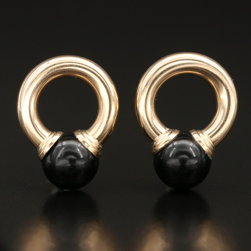 Peter Brams Designs 14K Black Onyx Hoop Earring Enhancers