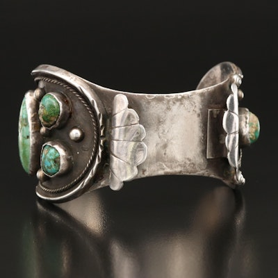 Signed Southwestern Sterling Turquoise Watch Cuff