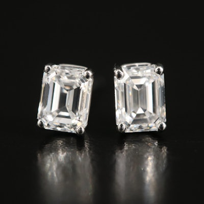 Platinum 1.50 CTW Diamond Stud Earrings with GIA Reports