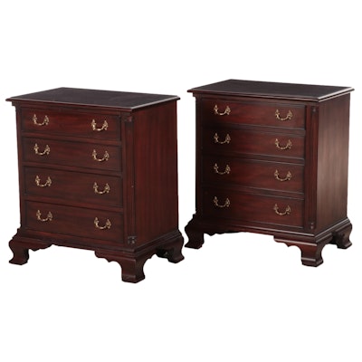 Pair of Henkel-Harris Chippendale Style Mahogany Four-Drawer Bedside Chests
