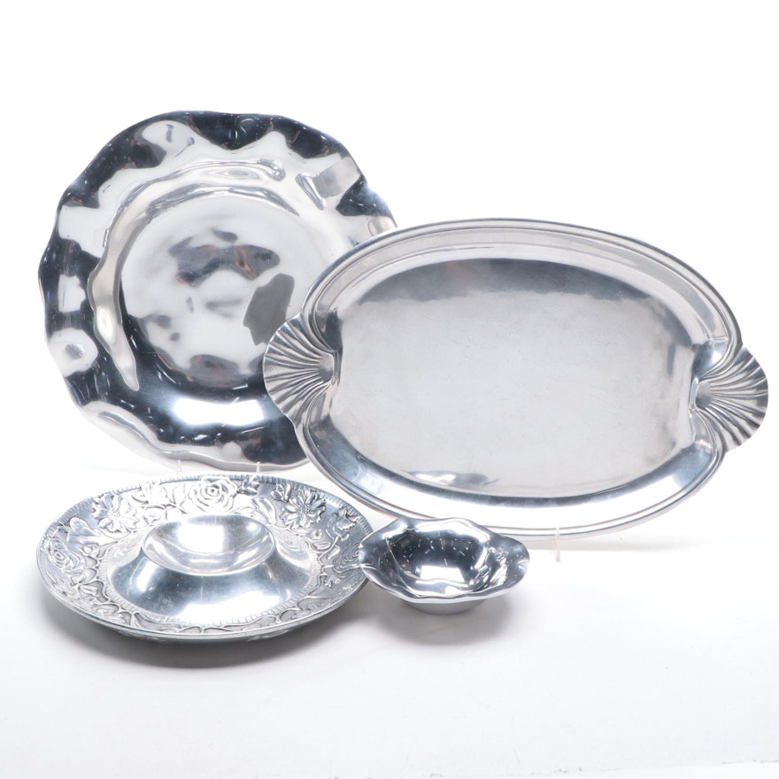 Wilton Armetale "Butterfly" and Other Aluminum Serving Trays