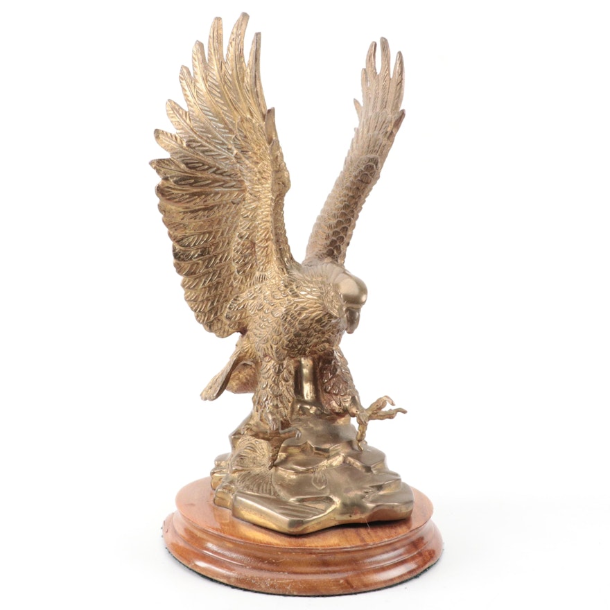 Maurice Duchin Brass Eagle on Wood Base