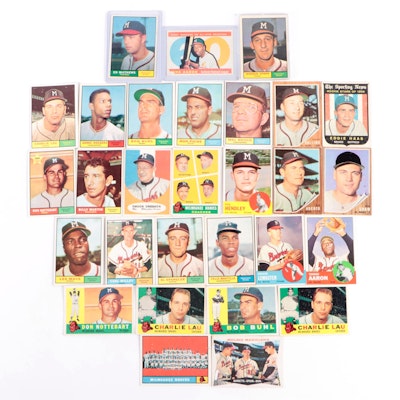 Topps Baseball Cards With Spahn, Aaron, Mathews and More Milwaukee Braves, 1960s