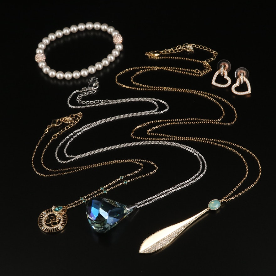 Swarovski Jewelry Including Hearts and Om Symbol