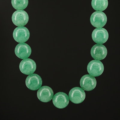 Aventurine Beaded Necklace with 14K Clasp